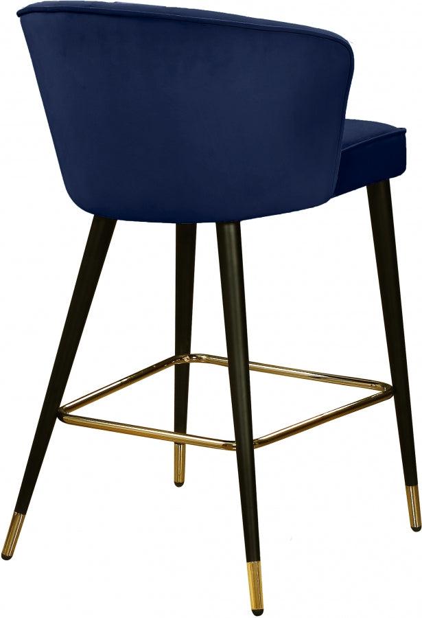 Meridian Furniture - Cassie Velvet Counter Stool Set Of 2 In Navy - 793Navy-C - ATL FURNITURE