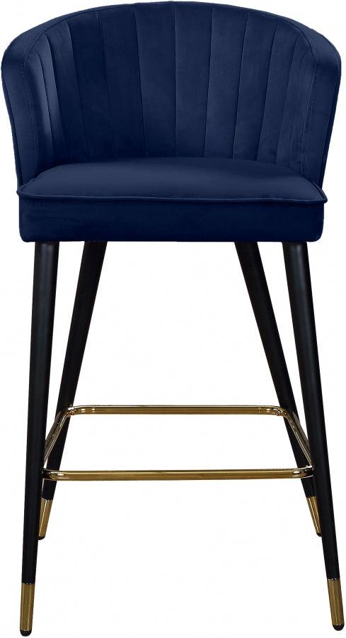 Meridian Furniture - Cassie Velvet Counter Stool Set Of 2 In Navy - 793Navy-C - ATL FURNITURE