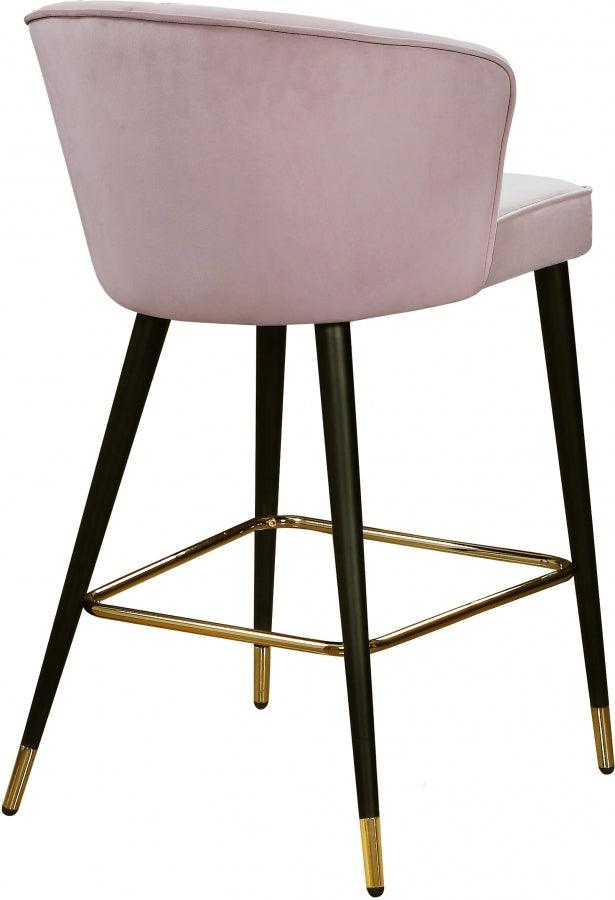 Meridian Furniture - Cassie Velvet Counter Stool Set Of 2 In Pink - 793Pink-C - ATL FURNITURE