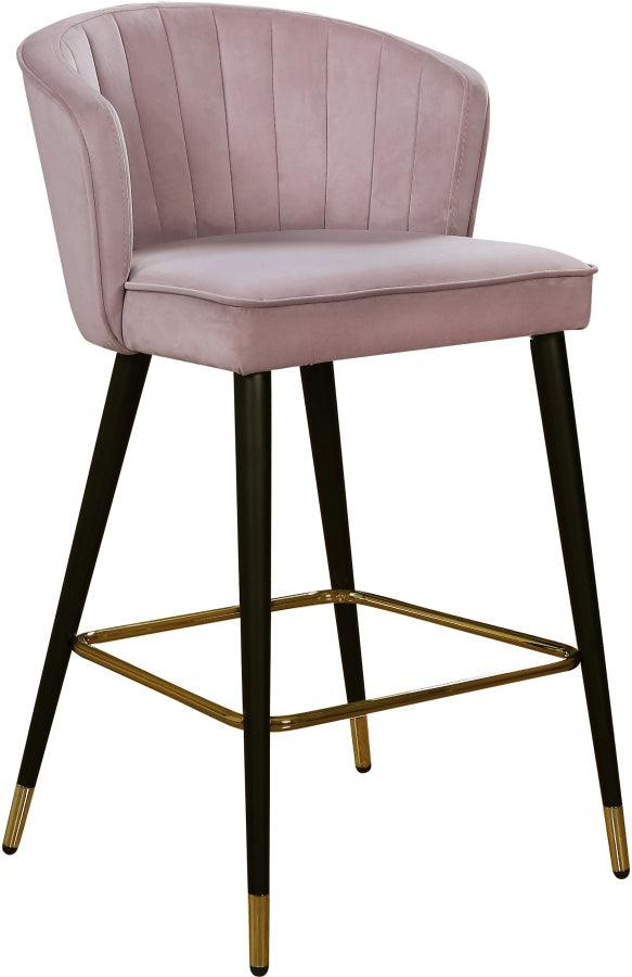 Meridian Furniture - Cassie Velvet Counter Stool Set Of 2 In Pink - 793Pink-C - ATL FURNITURE