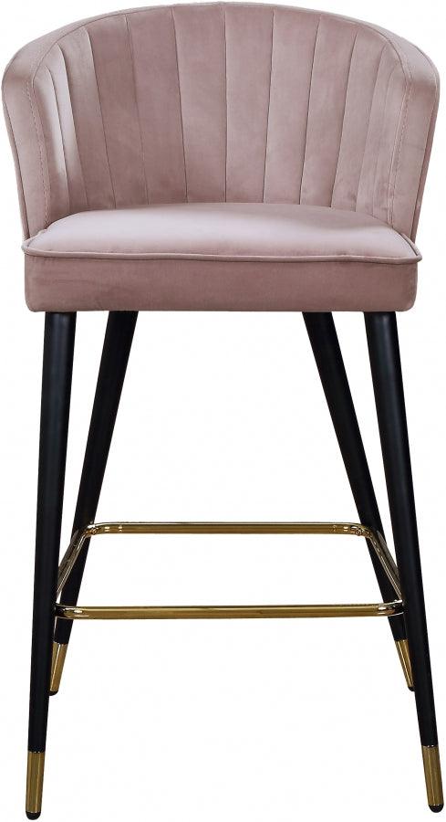 Meridian Furniture - Cassie Velvet Counter Stool Set Of 2 In Pink - 793Pink-C - ATL FURNITURE