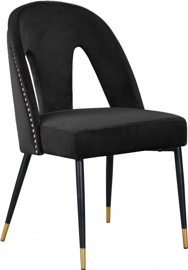 Akoya Velvet Dining Chair Set Of 2 In Black - 794Black-C - ATL FURNITURE