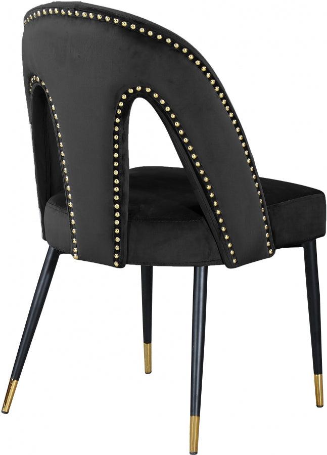 Akoya Velvet Dining Chair Set Of 2 In Black - 794Black-C - ATL FURNITURE