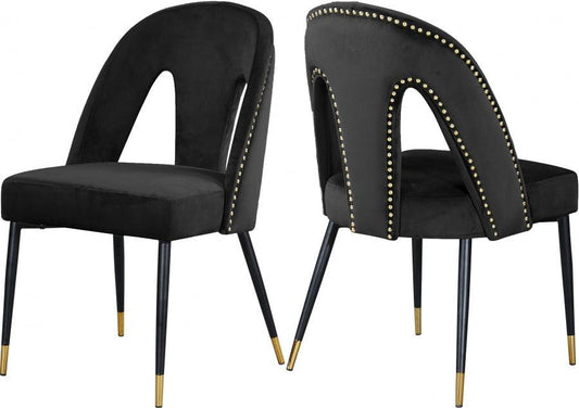 Akoya Velvet Dining Chair Set Of 2 In Black - 794Black-C - ATL FURNITURE