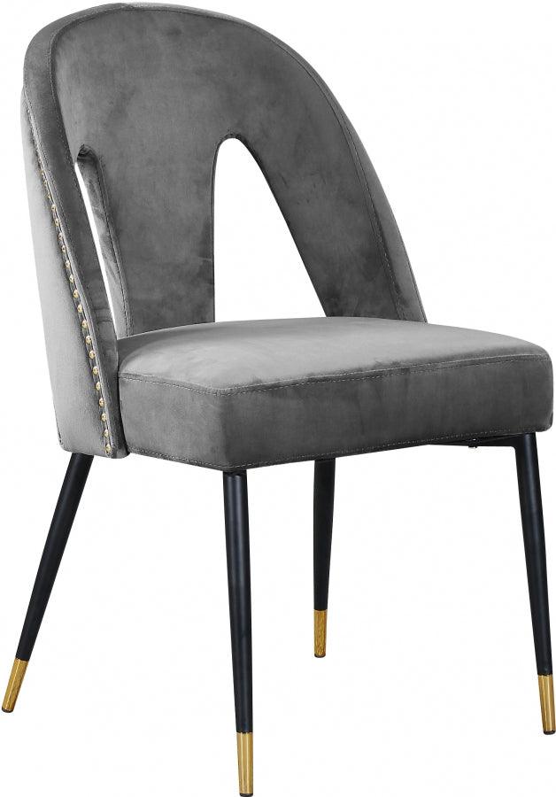 Meridian Furniture - Akoya Velvet Dining Chair Set Of 2 In Grey - 794Grey-C - ATL FURNITURE