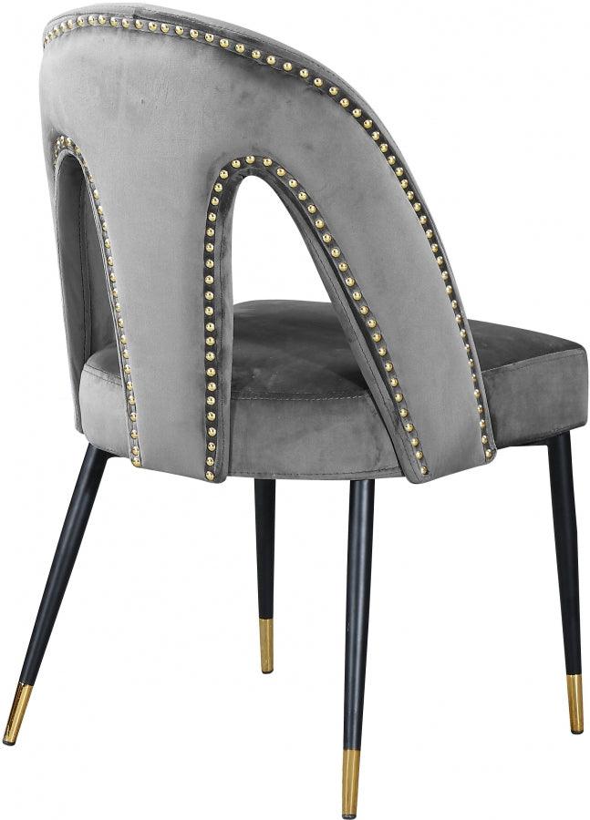 Meridian Furniture - Akoya Velvet Dining Chair Set Of 2 In Grey - 794Grey-C - ATL FURNITURE