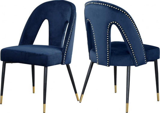 Meridian Furniture - Akoya Velvet Dining Chair Set Of 2 In Navy - 794Navy-C - ATL FURNITURE