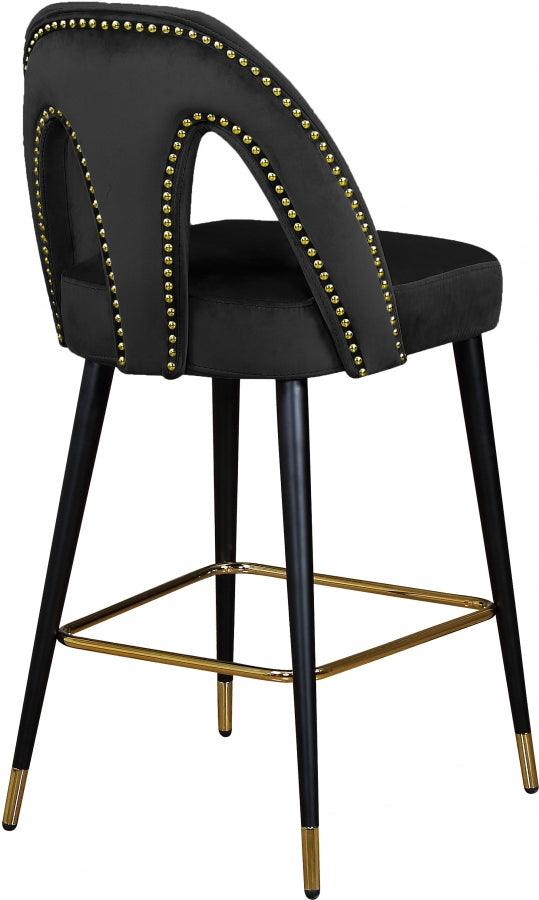 Akoya Velvet Counter Stool Set Of 2 In Black - 795Black-C - ATL FURNITURE