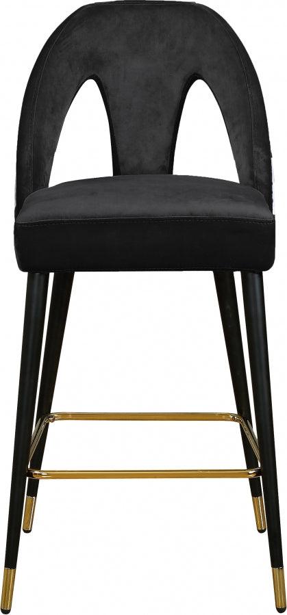 Akoya Velvet Counter Stool Set Of 2 In Black - 795Black-C - ATL FURNITURE