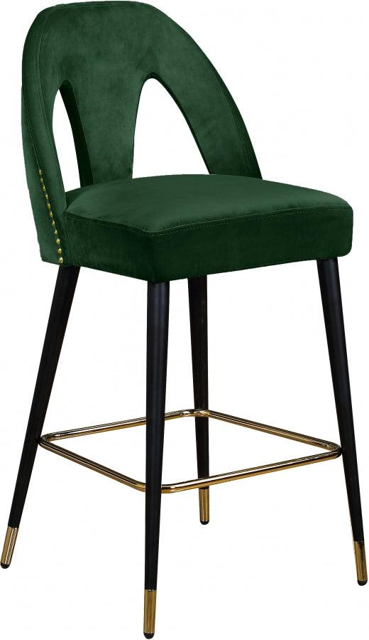 Akoya Velvet Counter Stool Set Of 2 In Green - 795Green-C - ATL FURNITURE