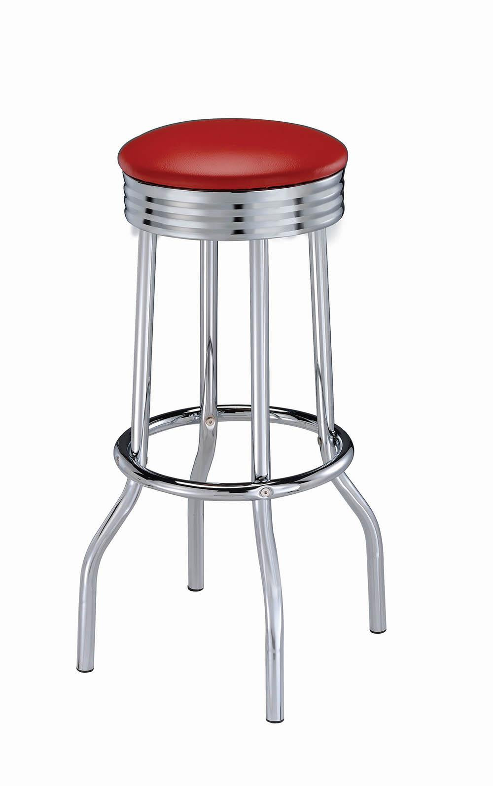 Cleveland Contemporary Red Bar-Height Stool - ATL FURNITURE