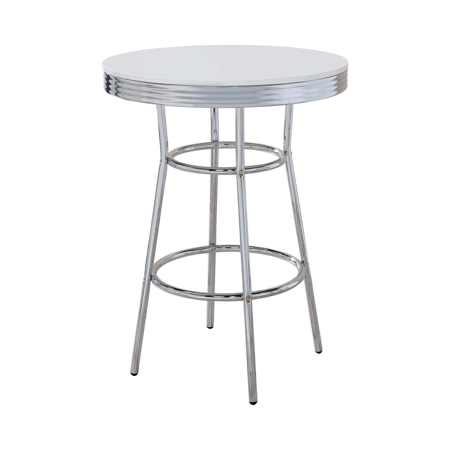Retro Round 30-inch 1950’s Bistro Pub Height Bar Table White