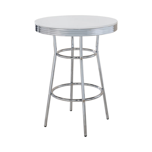 Retro Round 30-inch 1950’s Bistro Pub Height Bar Table White