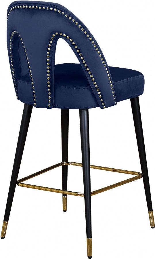 Akoya Velvet Counter Stool Set Of 2 In Navy - 795Navy-C - ATL FURNITURE