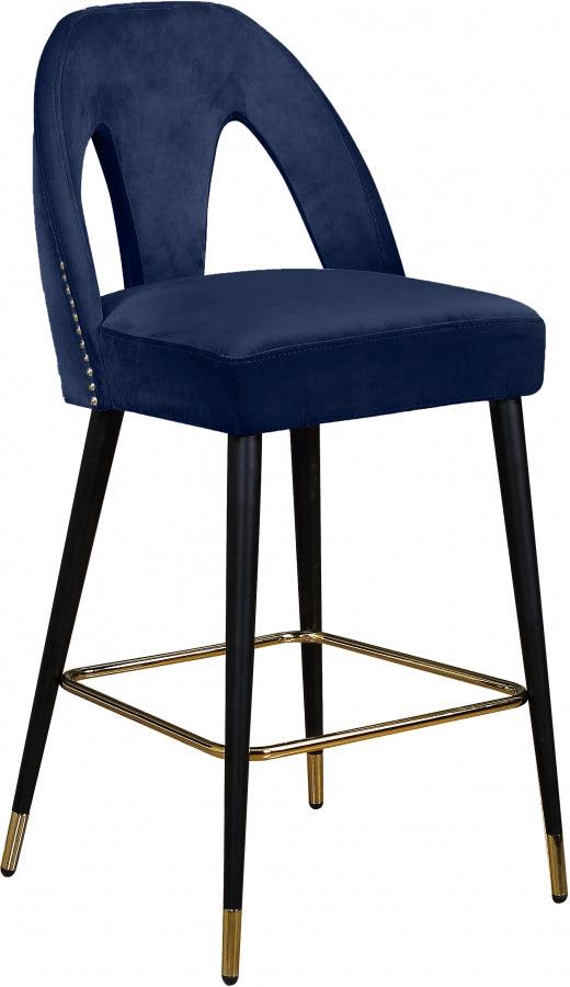 Akoya Velvet Counter Stool Set Of 2 In Navy - 795Navy-C - ATL FURNITURE