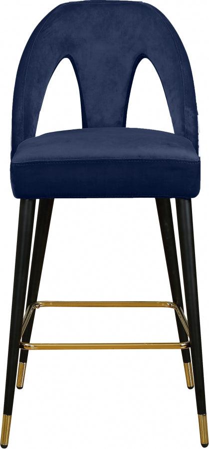 Akoya Velvet Counter Stool Set Of 2 In Navy - 795Navy-C - ATL FURNITURE