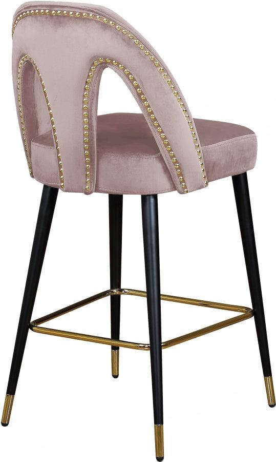 Akoya Velvet Counter Stool Set Of 2 In Pink - 795Pink-C - ATL FURNITURE