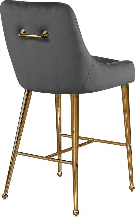 Meridian Furniture - Owen Velvet Counter Stool In Grey- 745Grey - ATL FURNITURE