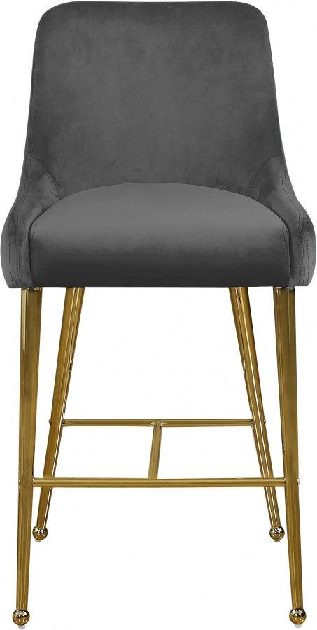 Meridian Furniture - Owen Velvet Counter Stool In Grey- 745Grey - ATL FURNITURE