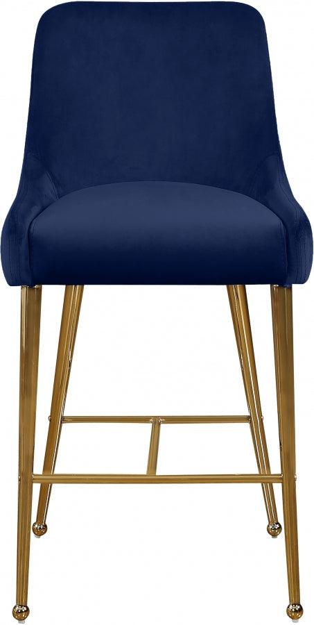 Meridian Furniture - Owen Velvet Counter Stool In Navy (Set Of 2) - 745Navy - ATL FURNITURE