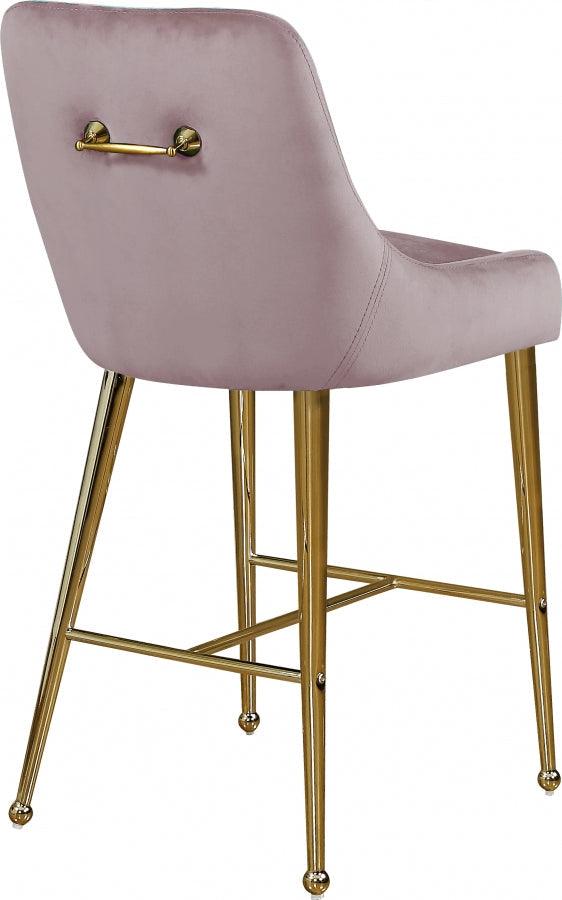 Meridian Furniture - Owen Velvet Counter Stool In Pink (Set Of 2) - 745Pink - ATL FURNITURE