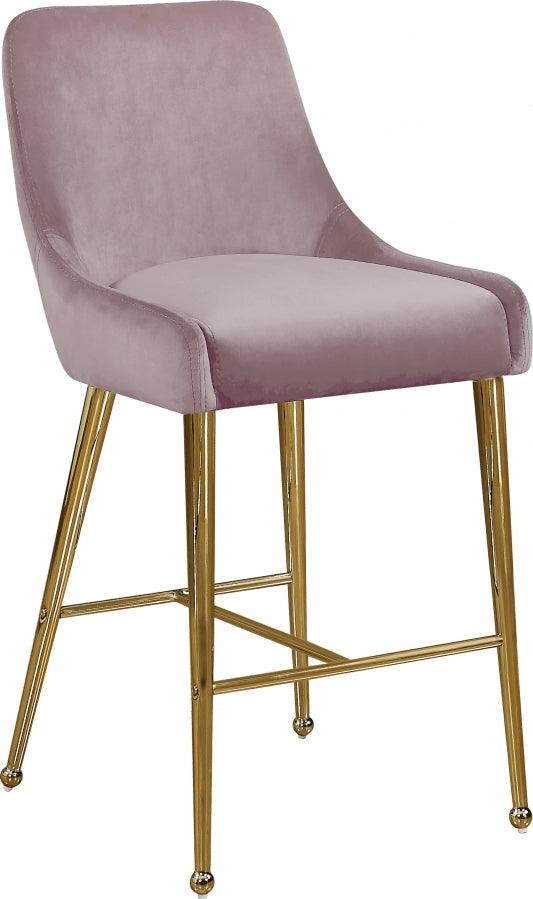 Meridian Furniture - Owen Velvet Counter Stool In Pink (Set Of 2) - 745Pink - ATL FURNITURE