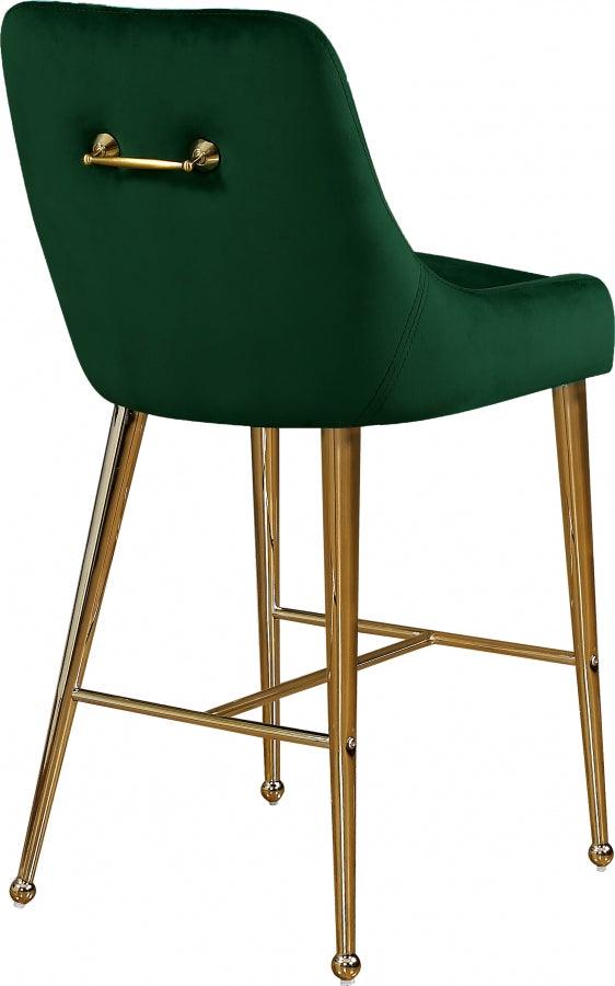 Meridian Furniture - Owen Velvet Counter Stool In Green (Set Of 2) - 745Green - ATL FURNITURE