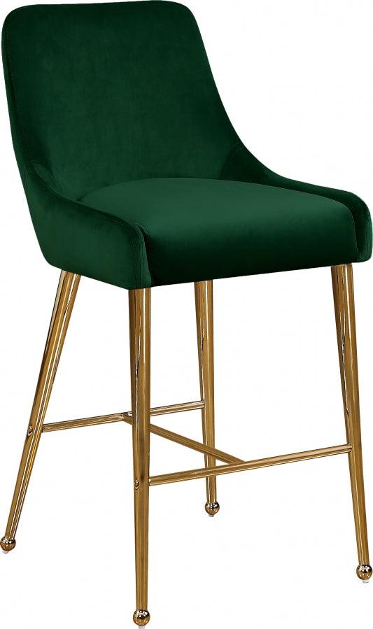 Meridian Furniture - Owen Velvet Counter Stool In Green (Set Of 2) - 745Green - ATL FURNITURE