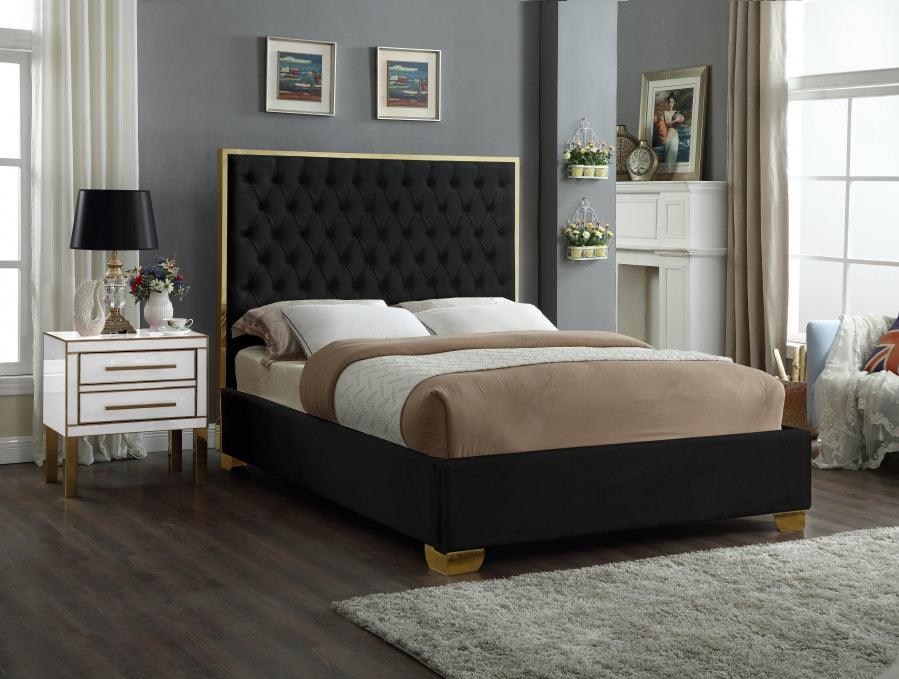 Meridian Furniture - Lana Velvet Queen Bed In Black - Lanablack-Q - ATL FURNITURE