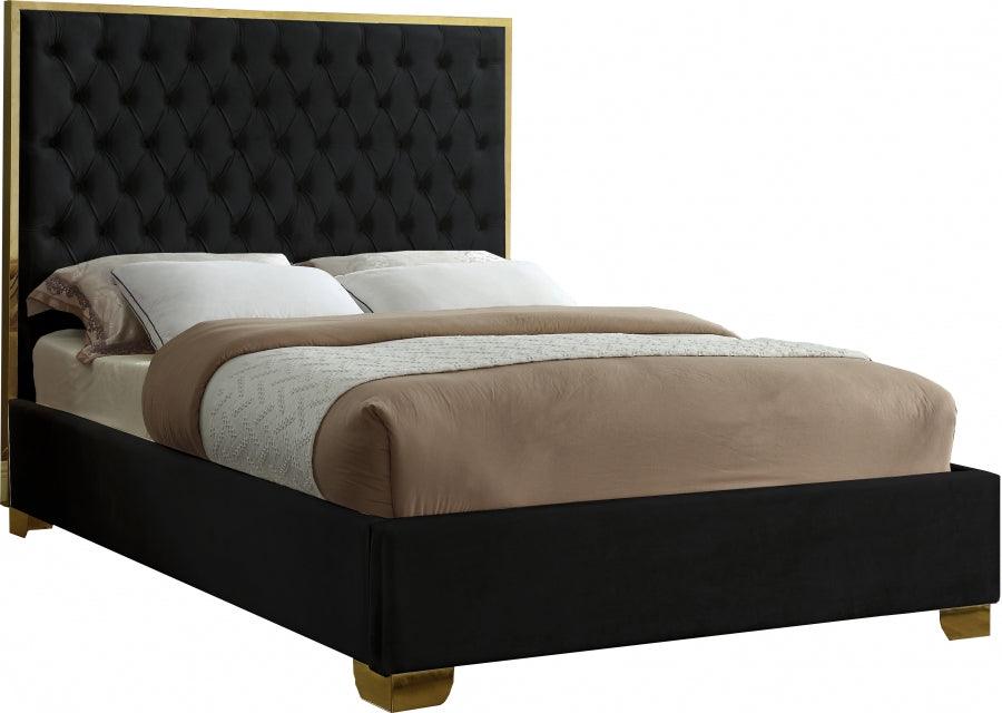 Meridian Furniture - Lana Velvet Queen Bed In Black - Lanablack-Q - ATL FURNITURE