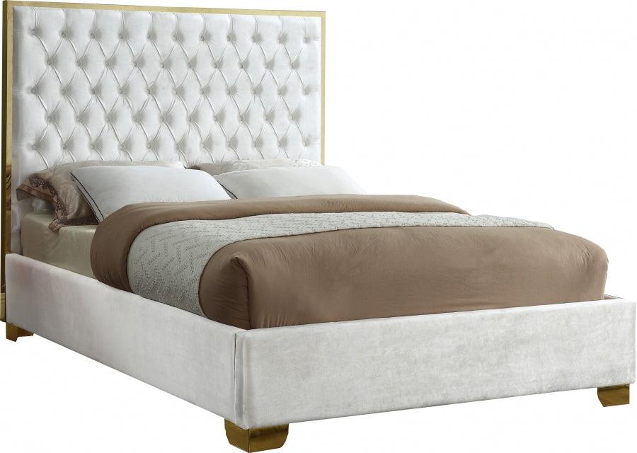 Meridian Furniture - Lana Velvet Queen Bed In White - Lanawhite-Q - ATL FURNITURE