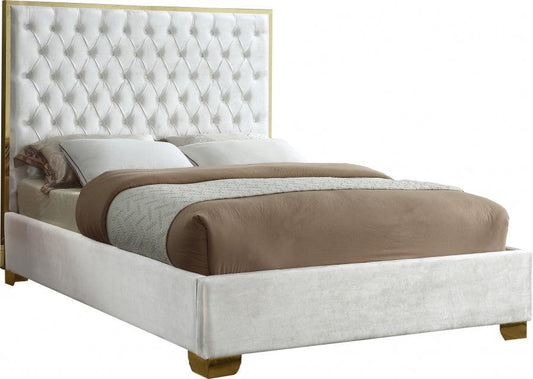 Lana Velvet King Bed In White - Lanawhite-K - ATL FURNITURE