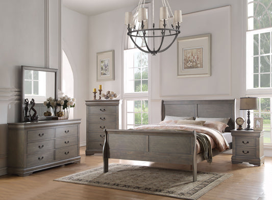 Louis Philippe Antique Gray Eastern King Bed - ATL FURNITURE