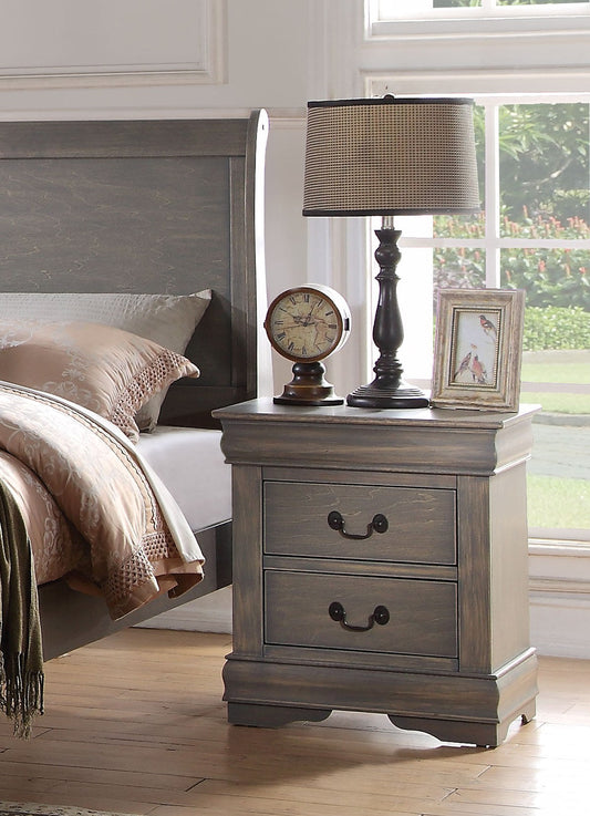 Louis Philippe Antique Gray Nightstand - ATL FURNITURE