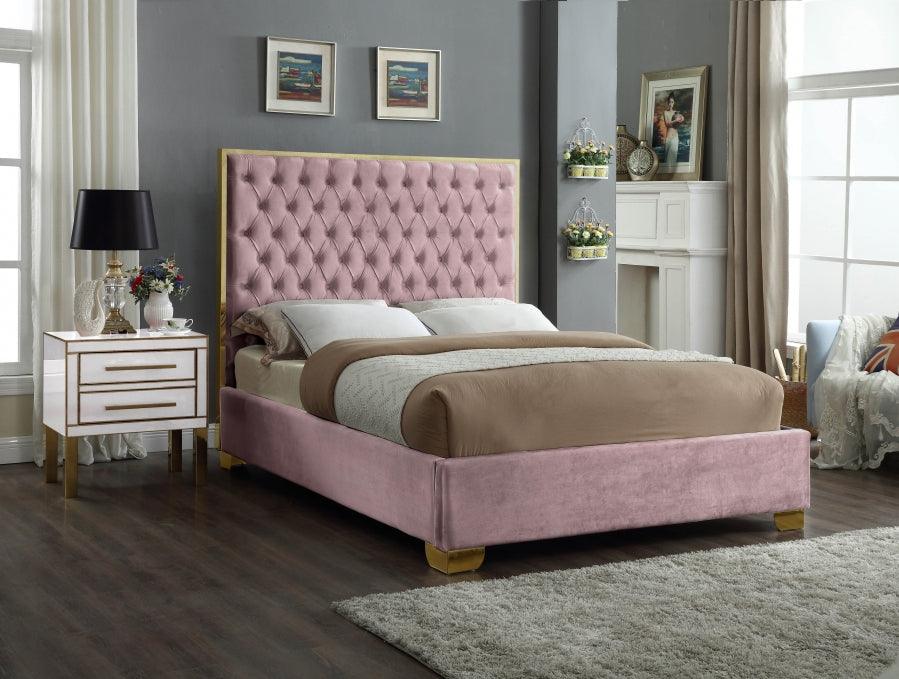 Lana Velvet King Bed In Pink - Lanapink-K - ATL FURNITURE