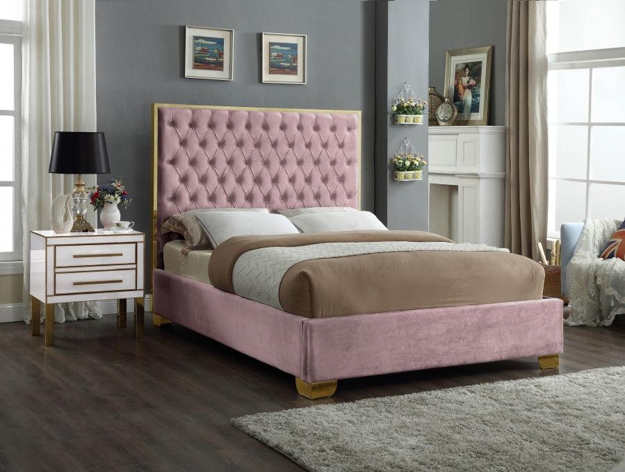 Meridian Furniture - Lana Velvet Queen Bed In Pink - Lanapink-Q - ATL FURNITURE