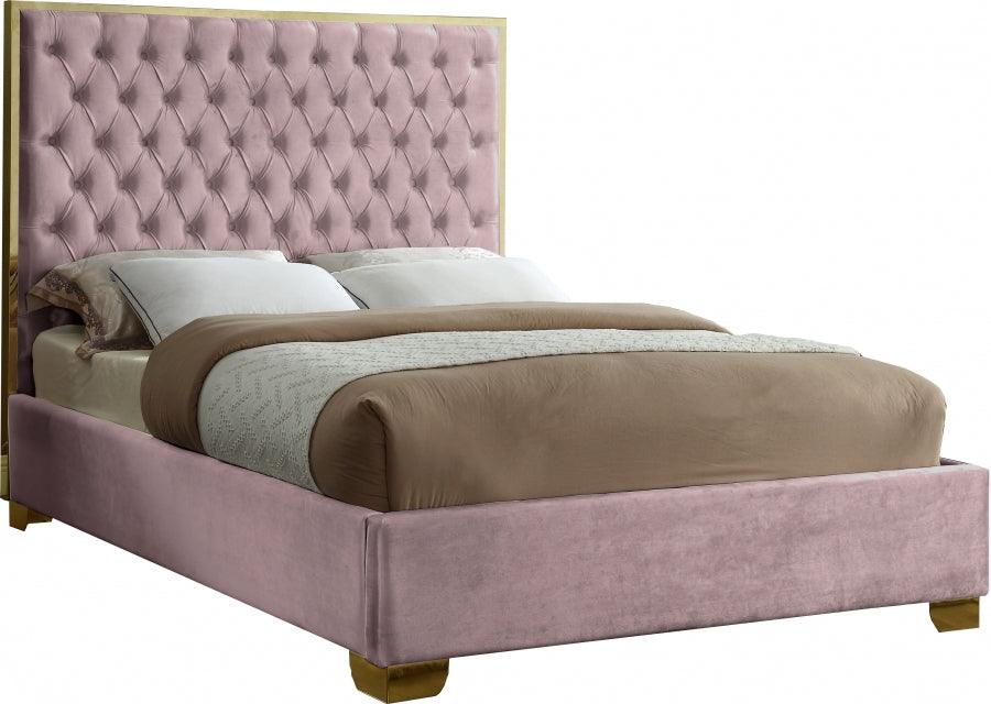 Meridian Furniture - Lana Velvet Queen Bed In Pink - Lanapink-Q - ATL FURNITURE