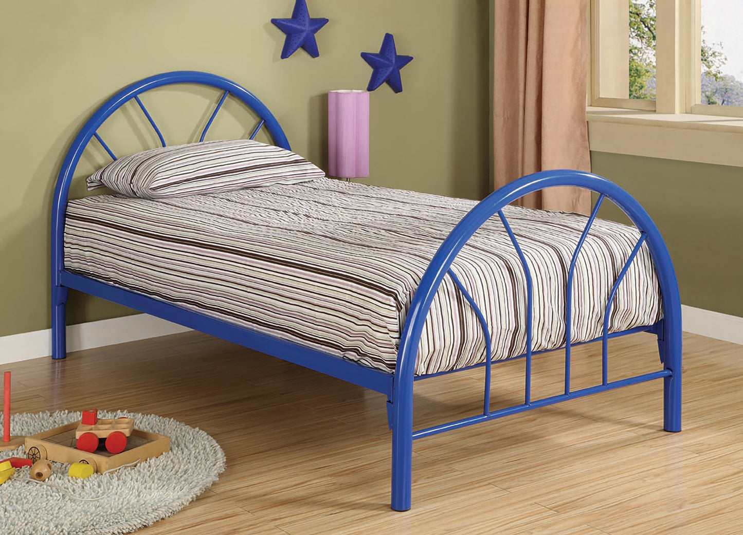 Marjorie Metal Twin Open Frame Bed Blue