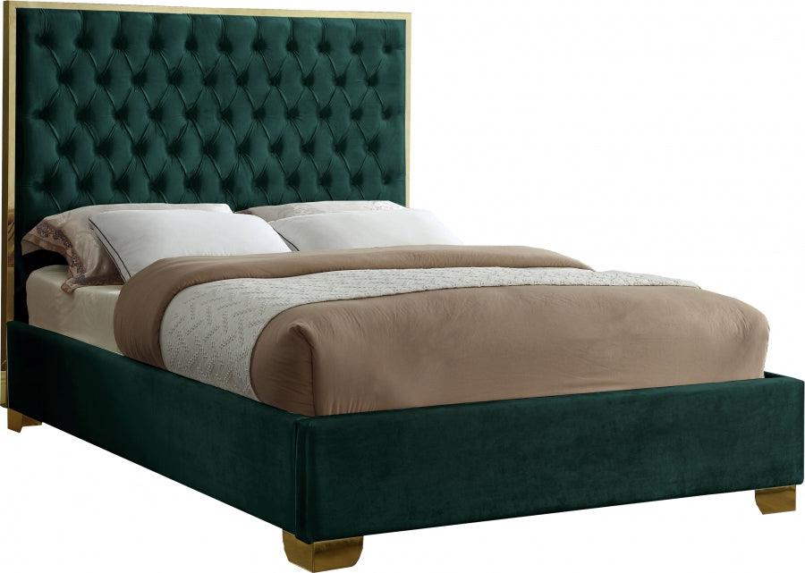 Meridian Furniture - Lana Velvet Queen Bed In Green - Lanagreen-Q - ATL FURNITURE