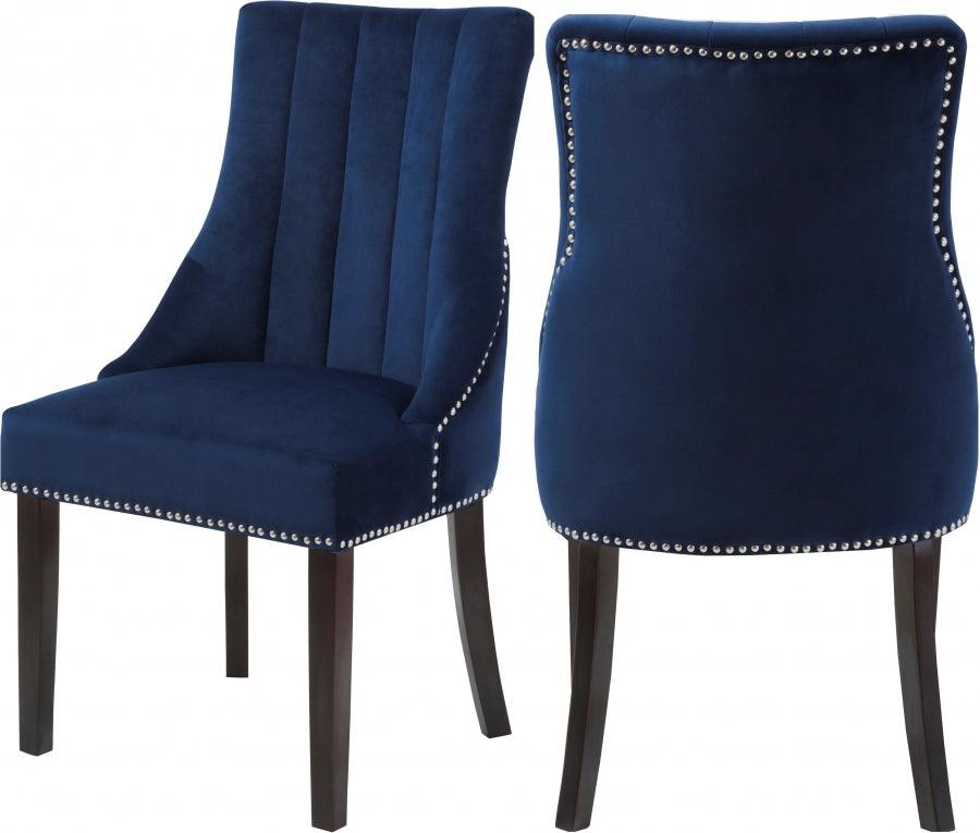 Meridian Furniture - Oxford Velvet Dining Chair In Navy (Set Of 2) - 721Navy-C - ATL FURNITURE