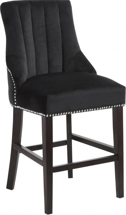 Meridian Furniture - Oxford Velvet Counter Stool In Black (Set Of 2) - 722Black-C - ATL FURNITURE