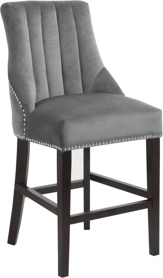 Meridian Furniture - Oxford Velvet Counter Stool In Grey (Set Of 2) - 722Grey-C - ATL FURNITURE