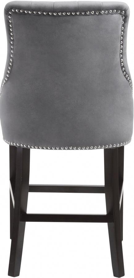 Meridian Furniture - Oxford Velvet Counter Stool In Grey (Set Of 2) - 722Grey-C - ATL FURNITURE