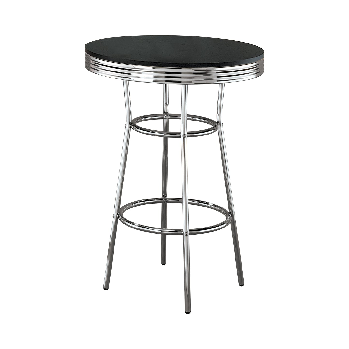 Retro Round 30-inch 1950’s Bistro Pub Height Bar Table Black