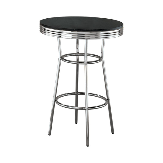 Retro Round 30-inch 1950’s Bistro Pub Height Bar Table Black
