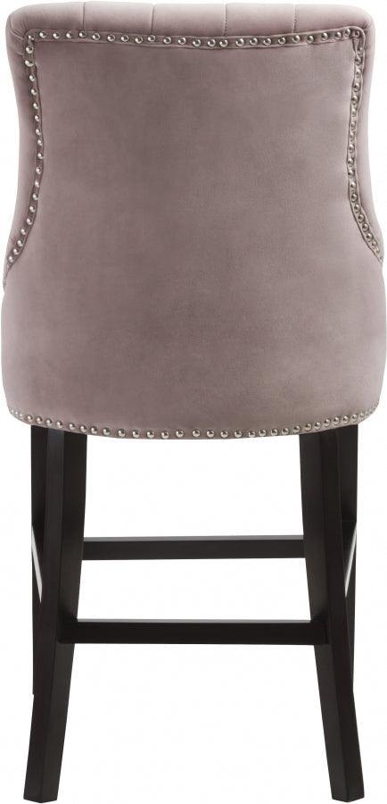 Meridian Furniture - Oxford Velvet Counter Stool In Pink (Set Of 2) - 722Pink-C - ATL FURNITURE