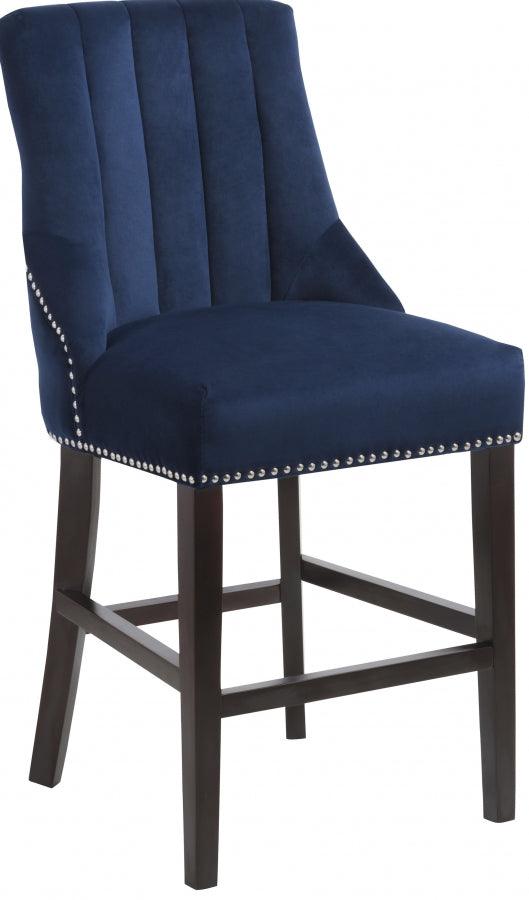 Meridian Furniture - Oxford Velvet Counter Stool In Navy (Set Of 2) - 722Navy-C - ATL FURNITURE