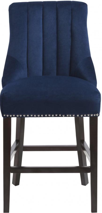 Meridian Furniture - Oxford Velvet Counter Stool In Navy (Set Of 2) - 722Navy-C - ATL FURNITURE