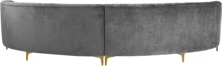 Jackson 2 Piece Sectional Velvet In Grey - ATL FURNITURE