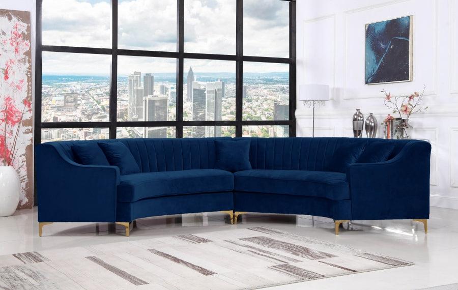 Jackson 2 Piece Sectional Velvet In Navy - ATL FURNITURE